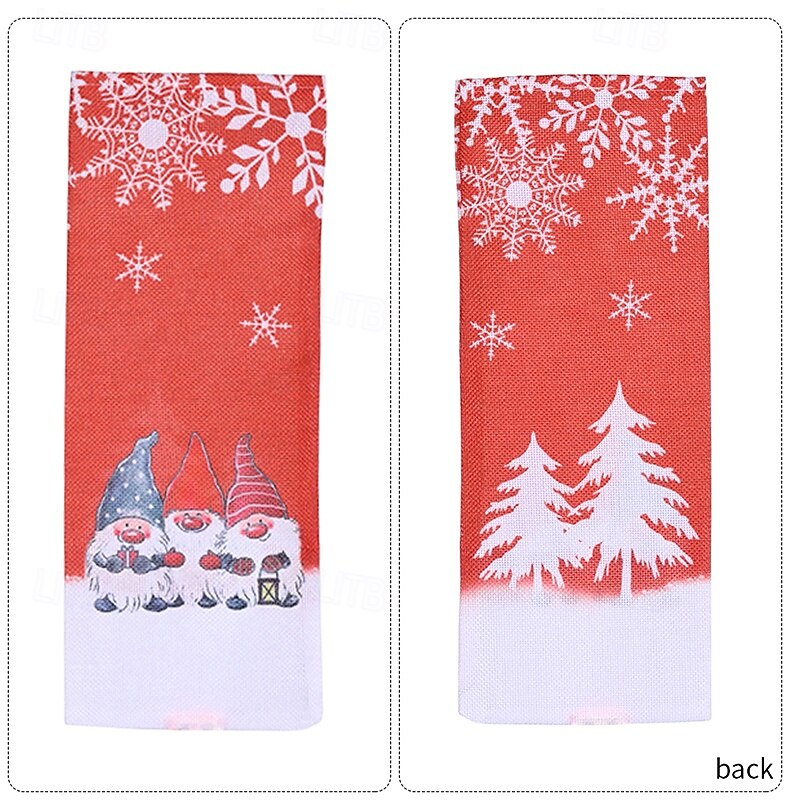 2 ks vánočních krytů na lahve vína s trpaslíky, sáčky na lahve vína s motivem sněhové vločky s motivem Rudolfa a lesního bezu, sváteční obaly na lahve vína 2025 - $6.49 –P3