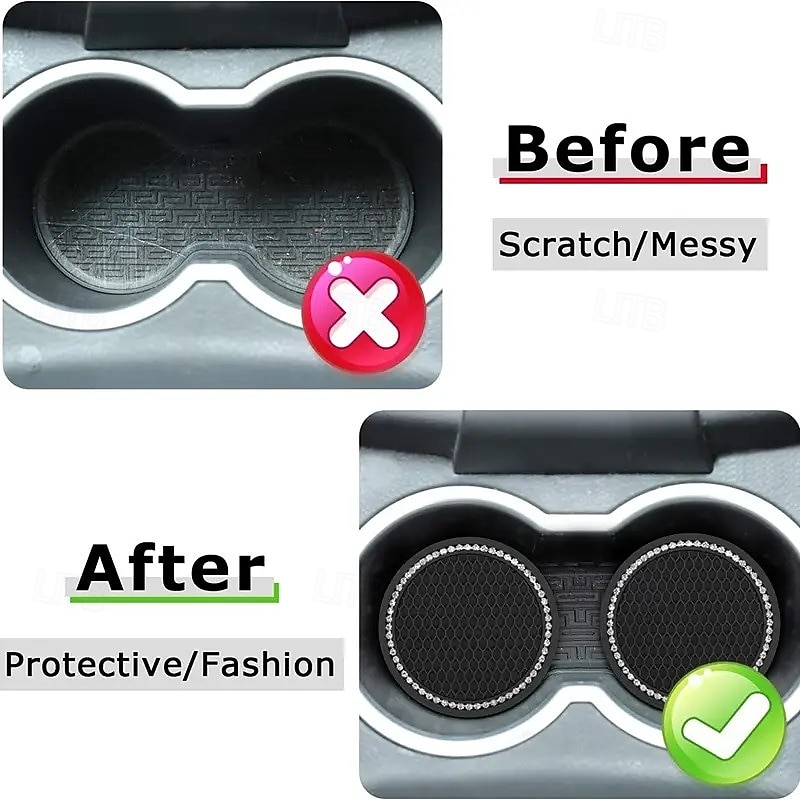 4 универсальных автомобильных коврика под стакан, нескользящие мягкие аксессуары для салона с кристаллами и бриллиантами, автомобильные органайзеры для подставок под напитки, практичное украшение для 2026 - $12.99 –P2