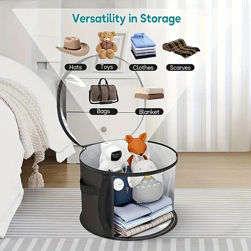 2-pack hattaskar för kvinnor – stora genomskinliga hattaskar för solhattar med bred brätte, cowboyhattar &resa – vikbar hattväska med handtag 2026 - $17.49 –P3