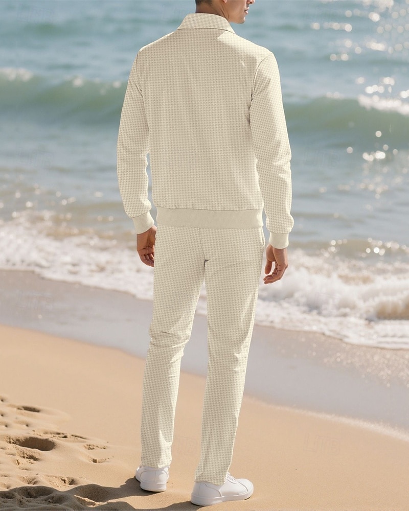 Herren Leichte Jacke Freizeitjacke Set Urlaub Täglich Atmungsaktiv Tasche 2 teilig Frühling Herbst Einfach Mode Klassisch Revers Regulär Schwarz Weiß Königliches Blau Khaki Grau Jacken 2025 - $36.99 –P3