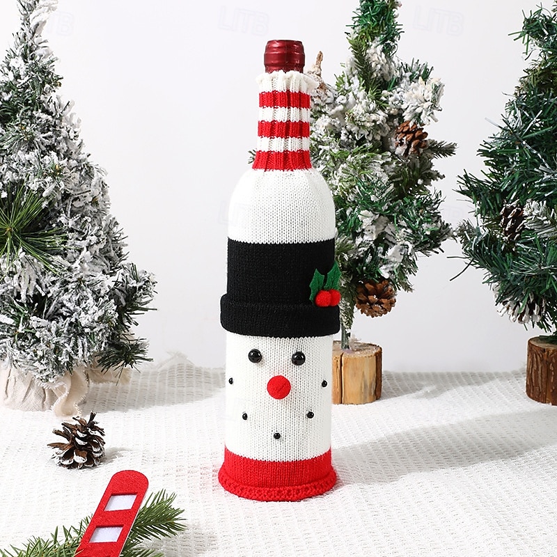 Capa para garrafa de vinho de Natal com champanhe e vinho natalinos com design de Papai Noel, rena e boneco de neve, decoração de mesa festiva para restaurantes, hotéis, jantares, festas e decoração de 2025 por $7.99 –P4