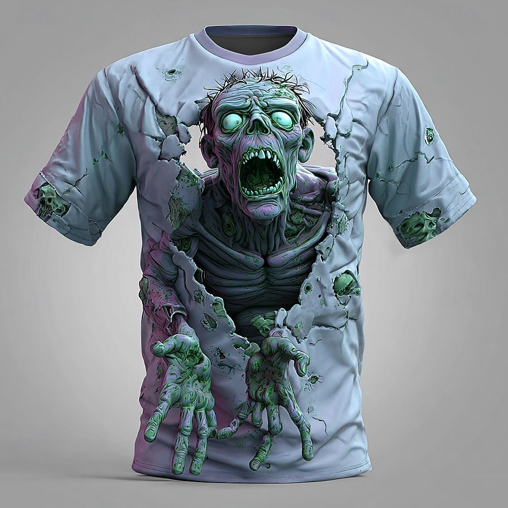 Halloween رجالي 3D طباعة الزومبي 3D تي شيرت كم قصير تي شيرت طباعة ثلاثية الأبعاد رقبة عالية مدورة قميص مبالغ فيه مصمم الرعب مناسب للحفلات شارع مناسب للعطلات أخضر 1 # أخضر 2 # أزرق 2025 - $19.99 –P3