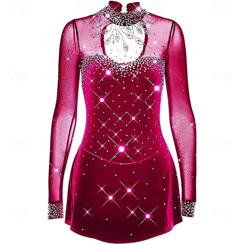 naisten taitoluistelupuku tytöille mustat strassit kilpailutanssiasut 2026 - $228.69 –P9