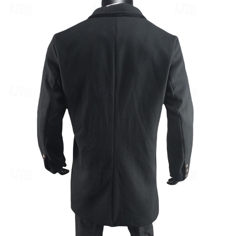 Herren Mantel Trenchcoat Langer Trenchcoat Urlaub Täglich Herbst Winter Polyester Winddicht Warm Oberbekleidung Bekleidung Mode Klassisch Einfach Tasche Revers Einreihig 2025 - $44.99 –P10
