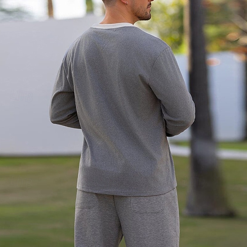 Per uomo Maglietta Camicia a Maniche Lunghe Manica Lunga Girocollo Primavera Autunno Semplice Moda Designer Essenziale Splice Vacanza Streetwear Uscire Nero Grigio Maglietta Top per Uomo del 2025 a $18.49 –P7