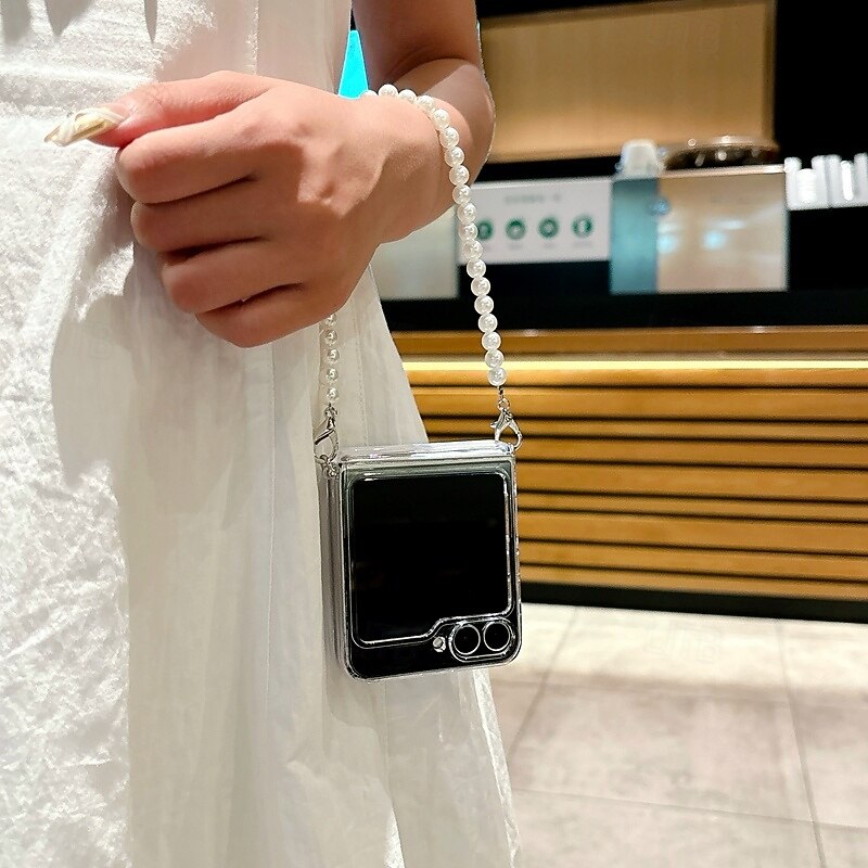 2025年 電話 ケース 用途 サムスンのギャラクシー Zフリップ7 Zフリップ6 Z Flip 5 バックカバー ストラップ付き ワイヤレス充電をサポート 耐衝撃 レトロ風 PC  コレクション – $10.99 –P9