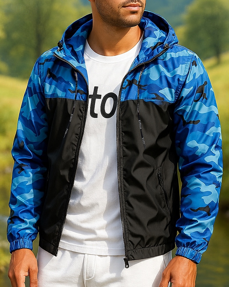 Herren Windjacke Softshelljacke Wanderjacke Außen Wasserdicht Winddicht Wanderoutfits Wanderbekleidung Frühling Herbst Oberteil Camping / Wandern / Höhlenforschung Laufen Tarnung Armeegrün Rot Blau 2025 - $25.99 –P5