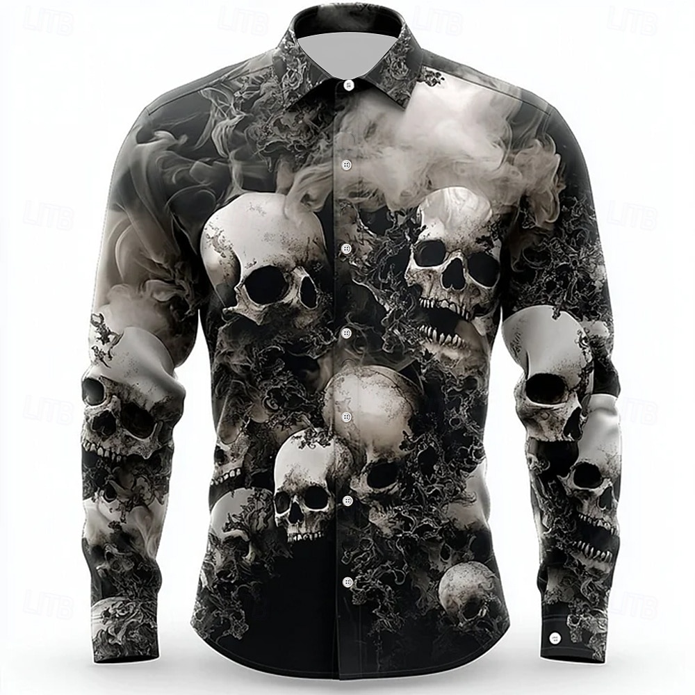 mens skull dress shirt Scully Men's Long Sleeve Roses Western Contrast Fabric Under Collar SKULL PRINT SHIRT TYPE 1