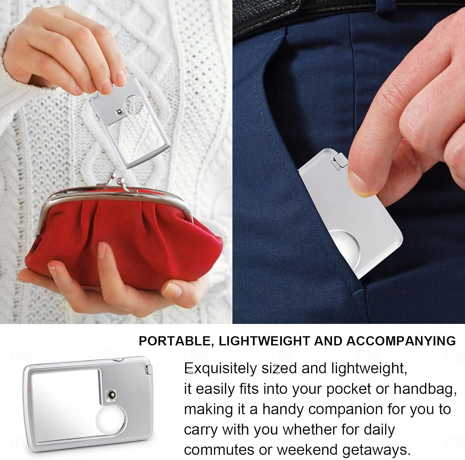 kapesní lupa 3x &6x LED podsvícená lupa vysouvací lupa ruční čtecí lupa čtvercová lupa na šperky, razítka, hodinky, řemesla, textil 2025 - $15.99 –P5
