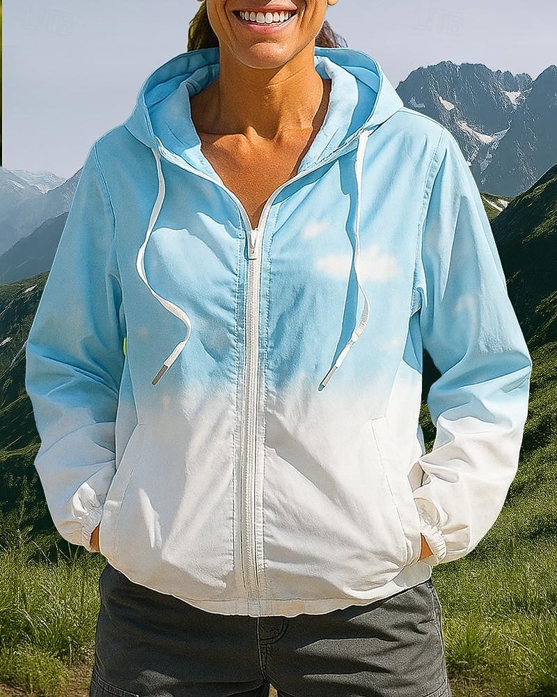 Damen Windjacke Softshelljacke Wanderjacke Außen Wasserdicht Winddicht Wanderoutfits Wanderbekleidung Frühling Herbst Oberteil Camping / Wandern / Höhlenforschung Laufen Farbverlauf Rosa Blau Leicht 2025 - $29.59 –P4