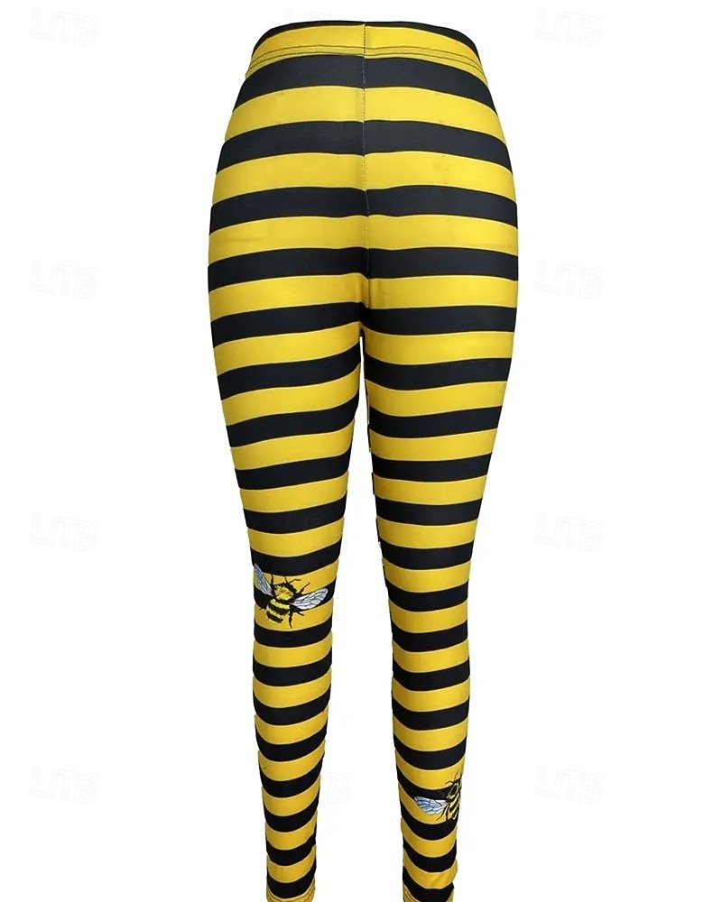 Mulheres Calças Leggings Roupa de rua Casual Comprimento total Cintura Alta Listra Cintura elástica Imprimir Respirabilidade Confortável Com Stretch Férias Rua Roupa Diária Amarelo Verão Primavera de 2025 por $17.99 –P5