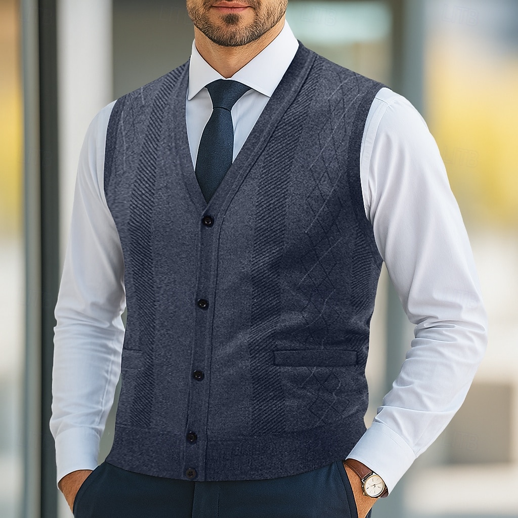 Herren Pullover Kleid Pullover Strickjacke Strickpullover Gerippt Stricken Normale Oberteile Gestrickt Gerippt Einfach V Ausschnitt Mode Schals Lässig Alltagskleidung Bekleidung Herbst Winter 2025 - $25.99 –P1