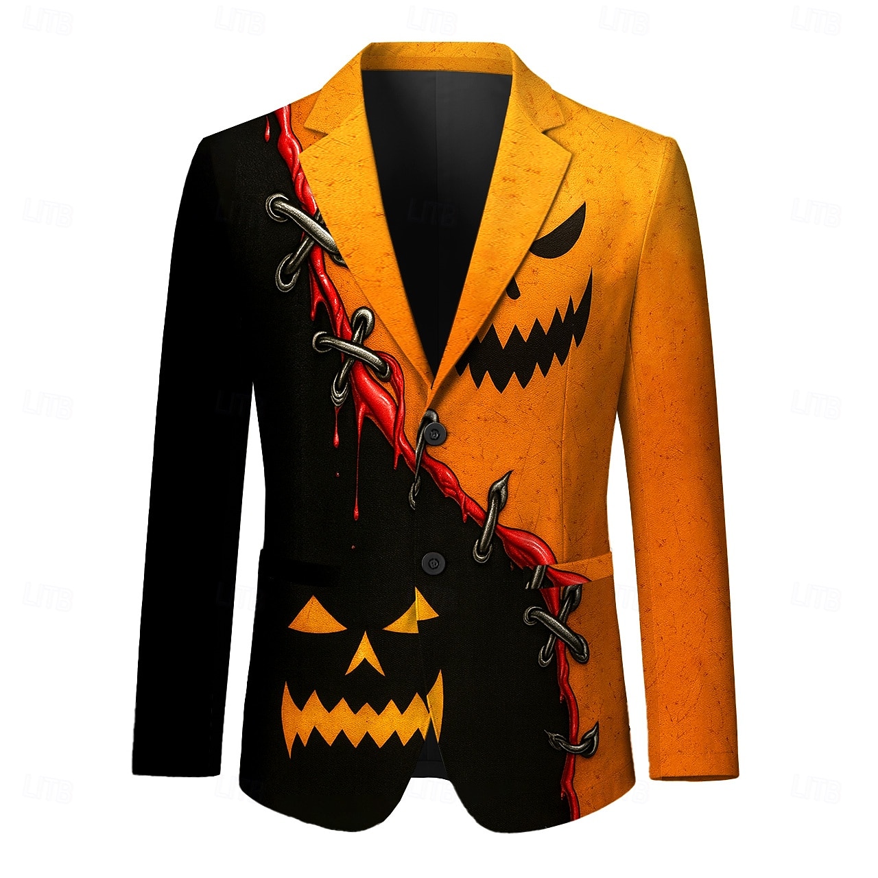 Halloween Ανδρικά Μπουφάν μπλέιζερ Επίσημο Στυλάτο Καθημερινά Όλες οι εποχές 100% Πολυέστερ Υφανση Γκριμάτσα 3D εκτύπωση Κουμπιά Άνετο Μονόπετο Χρωματιστή ζακέτα Πορτοκαλί 2025 - $73.99 –P1