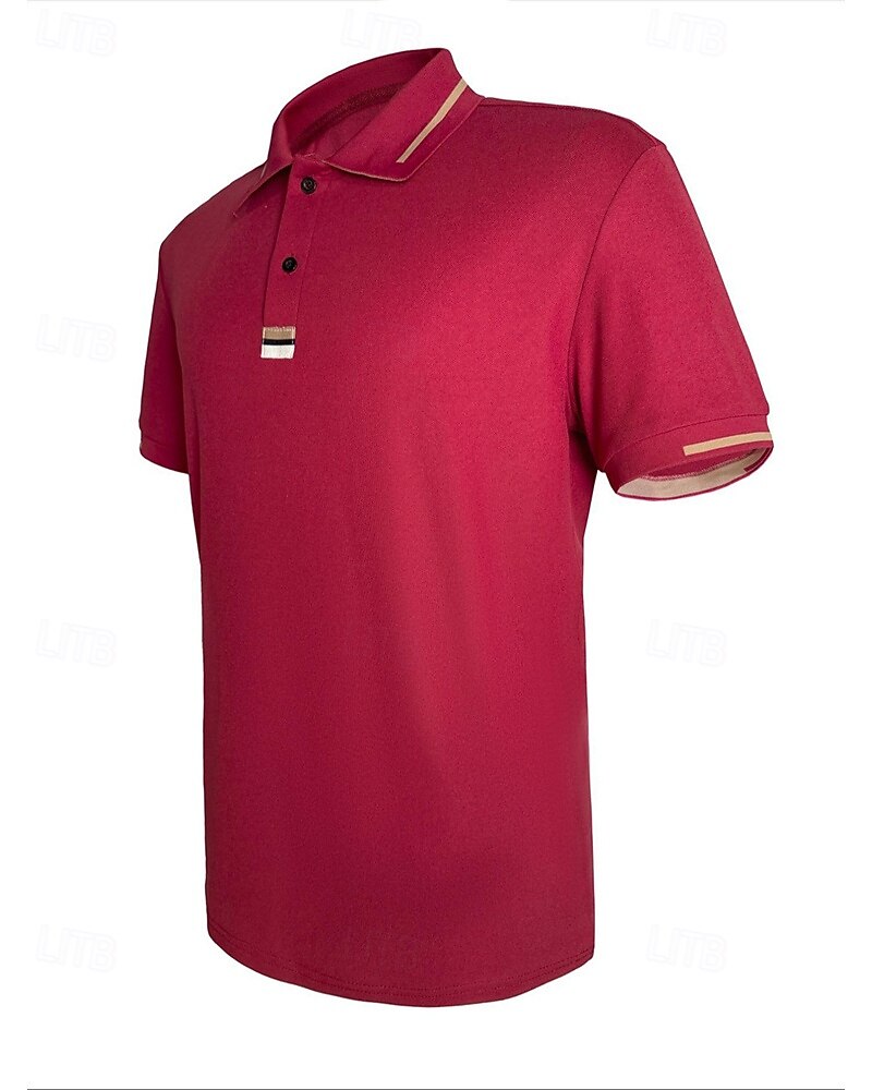 בגדי ריקוד גברים חולצת גולף חולצות פולו גולף עבודה קזו'אל דש שרוולים קצרים בסיסי מודרני אחיד כפתורים קיץ רגיל בורדו חולצת גולף 2025 - $16.49 –P4