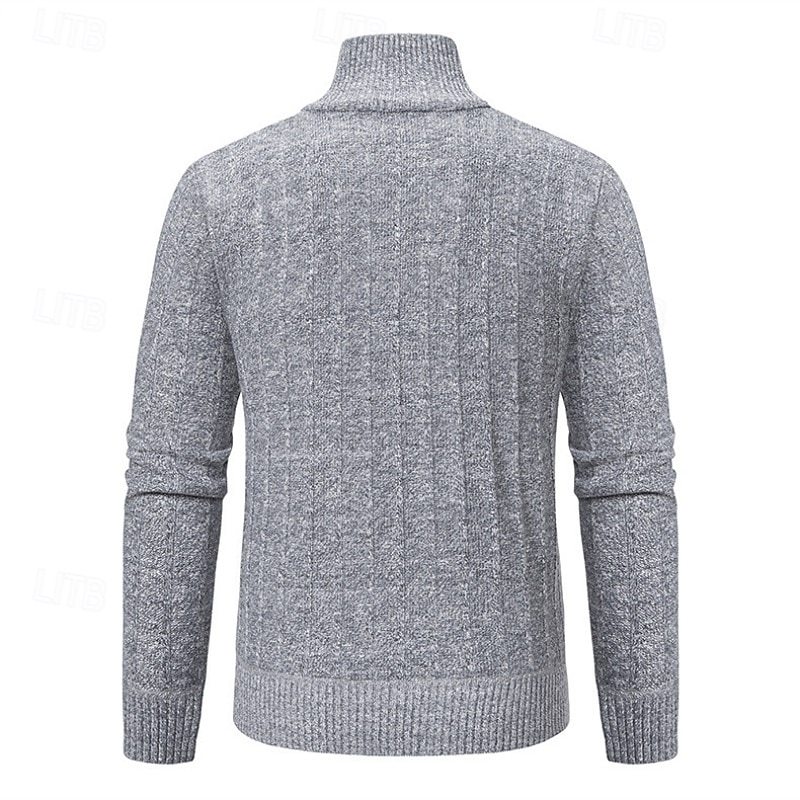 Herren Pullover Pullover mit Viertelreißverschluss Gerippt Stricken Normale Oberteile Gestrickt Schmale Passform Einfach Stehkragen Strickware Zeitgenössisch Geschäft Lässig Bekleidung Herbst Winter 2025 - $25.99 –P4