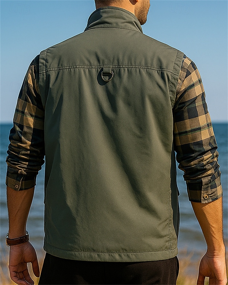 Herren Anglerweste Wanderweste Ärmellos Weste Außen Leicht Atmungsaktiv Reißverschluss Mehrere Taschen Nylon Schwarz Armeegrün Marinenblau Jagd Angeln Klettern 2025 - $28.99 –P2