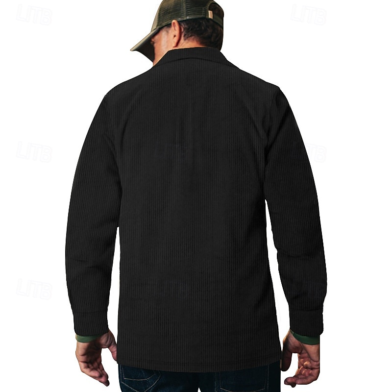 Per uomo Camicia Camicia casual Camicia da Spiaggia Camicia di Velluto a Coste Camicia con Bottoni Nero Verde militare Grigio Manica Lunga Semplice Bavero Vacanza Camicia hawaiana Tasca Abbigliamento del 2025 a $22.99 –P3