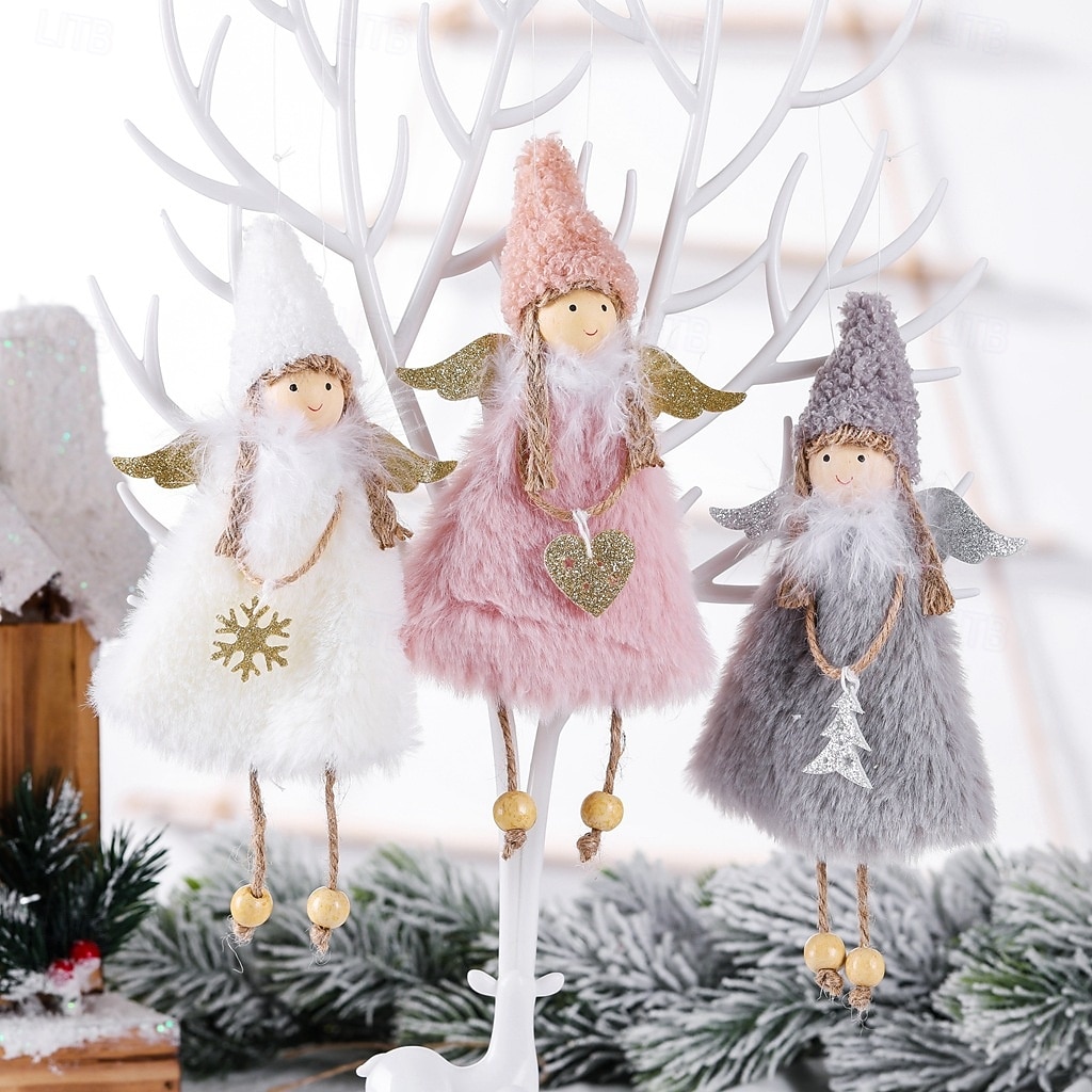 handgefertigte Weihnachtsengel als Baumschmuck, weiche Plüsch-Mädchenornamente, festliche Anhänger zum Aufhängen, perfekt als Weihnachtsgeschenk für Kinder und als saisonale Akzente für das Zuhause 2025 - $6.99 –P2
