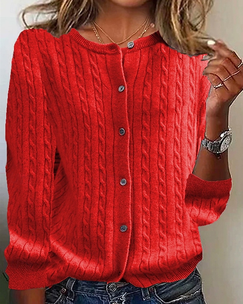 Femmes Pull Cardigan Mode Streetwear Quotidien Couleur Unie Côtelé Ouvert devant Tricoté manche longue Hauts Réguliers Tricoter Fête Sortir Week-end Noir Vin Automne Hiver de 2025 ? $25.99 –P6