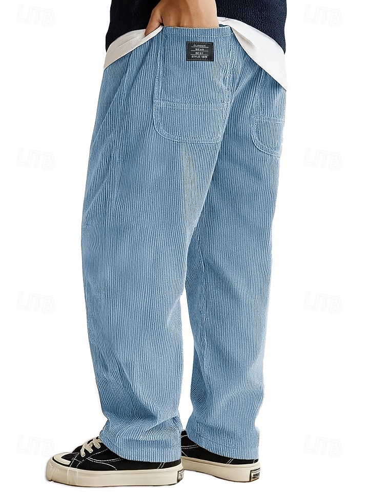 Per uomo Pantaloni da tuta Pantaloni Pantaloni in velluto a coste Pantaloni casual Coulisse Elastico in vita Gamba Dritta Tinta unica Semplice Traspirante Lunghezza intera Casuale Quotidiano Uscire del 2026 a $25.99 –P3