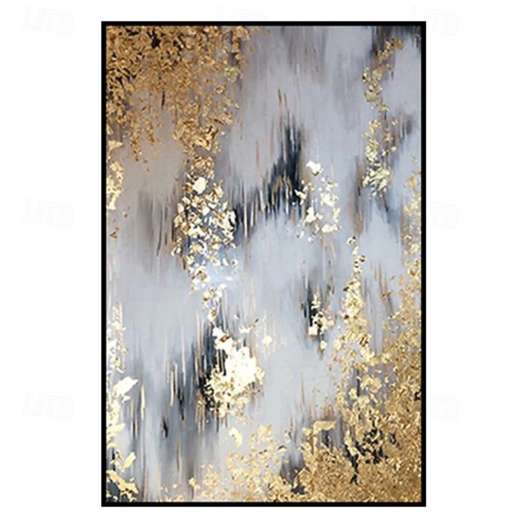 2025年 キャンバスに油絵手描きの金箔抽象画、手描きの油絵リビングルームの装飾画バージョン雰囲気寝室抽象画  コレクション – $38.99 –P6
