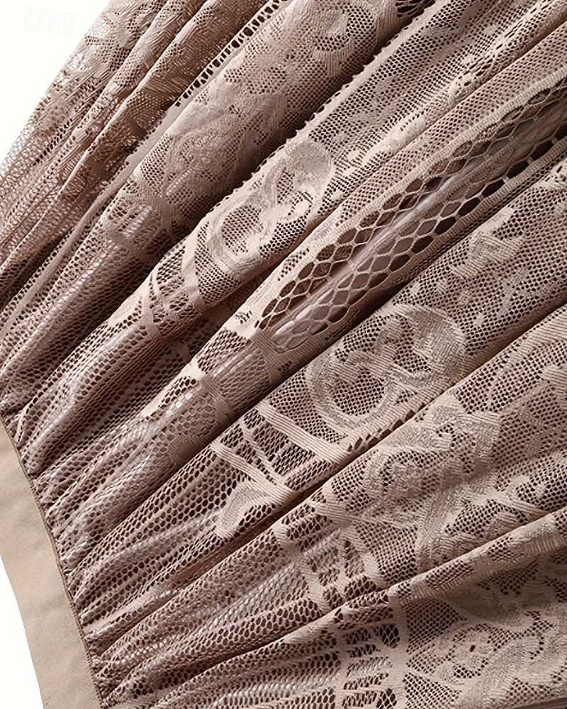 Dámské Sukně Houpačka Módní Maxi Střední vzestup Sukně Bez vzoru Krajka Slátanina Lehce elastické Dovolená ulice Khaki Podzim Polyester 2025 - $18.99 –P4