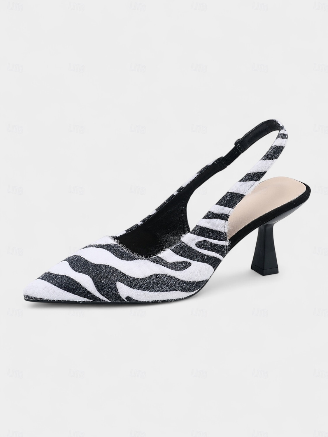 Women's Zebra Print Faux Fur Slingback Kitten Heels – Trendy Pointed Toe Dress Shoes for Daily Fashion, Work and Casual Chic Outfits 2025 - $34.99 –P9