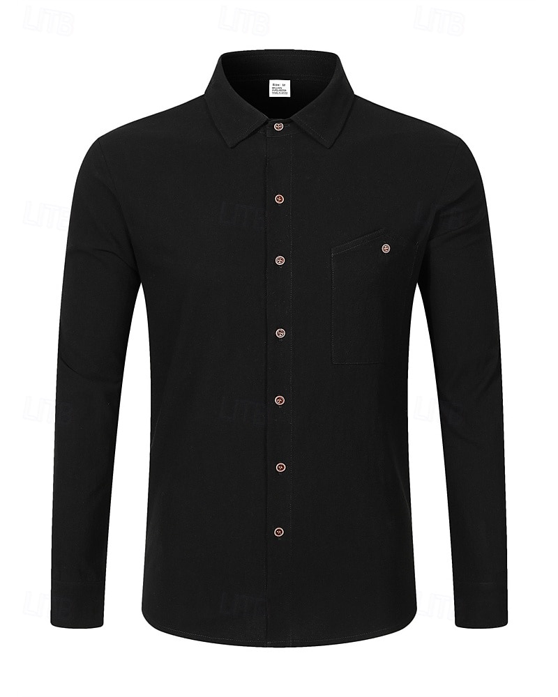 Per uomo Camicia Camicia di lino Camicia casual Camicia con Bottoni Camicia di cotone Semplice Vacanza Camicia hawaiana Nero Bianco Giallo Blu marino Manica Lunga Bavero Primavera Autunno del 2025 a $22.99 –P14