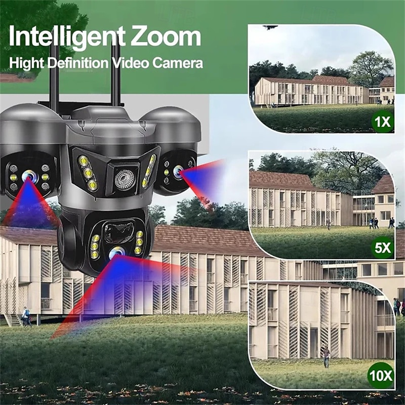 Solar Camera Three Lens Two-Way Audio Outdoor IP66 Waterproof Built-in Battery Security CCTV 6K HD 4G Network Camera 2026 - $138.99 –P9