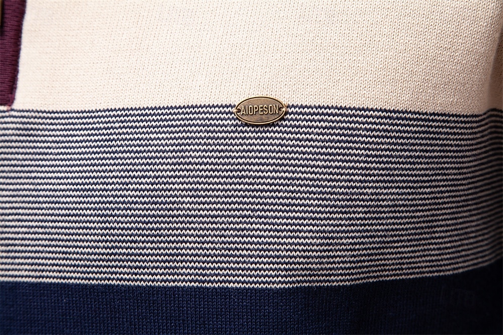 Homme Pull Tricoter Hauts Réguliers Demi-zip Bandes Rayé Col montant ancien Frais École Vacances Vêtement Tenue Printemps Automne Noir Violet S M L de 2025 ? $50.99 –P4