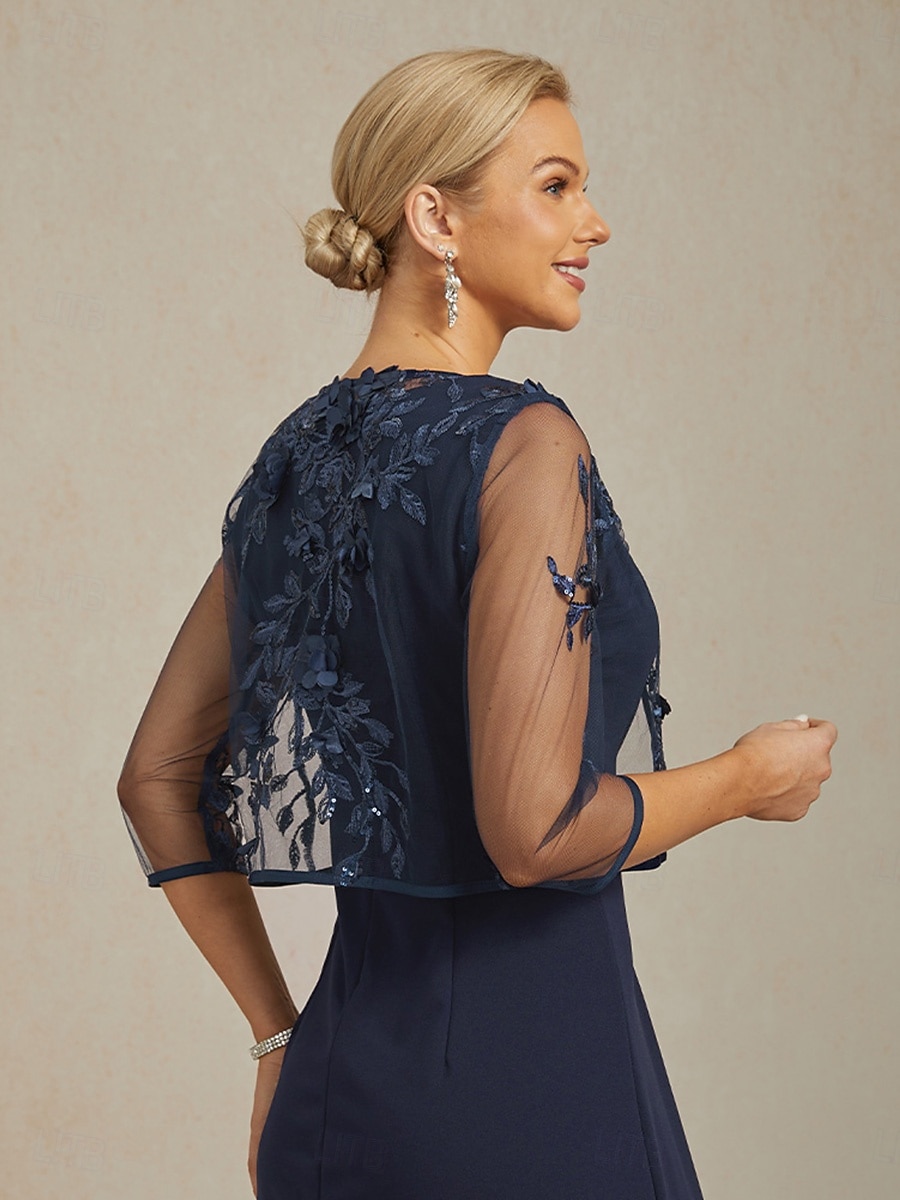 Mulheres Blazer Blusão Leve Renda Bordado Paetês Renda Ilusão Elegante Floral Formal Aniversário Festa Convidado do casamento Abertura Frontal Curto Crewneck Normal Manga 3/4 agasalhos Azul Marinha de 2026 por $62.99 –P2