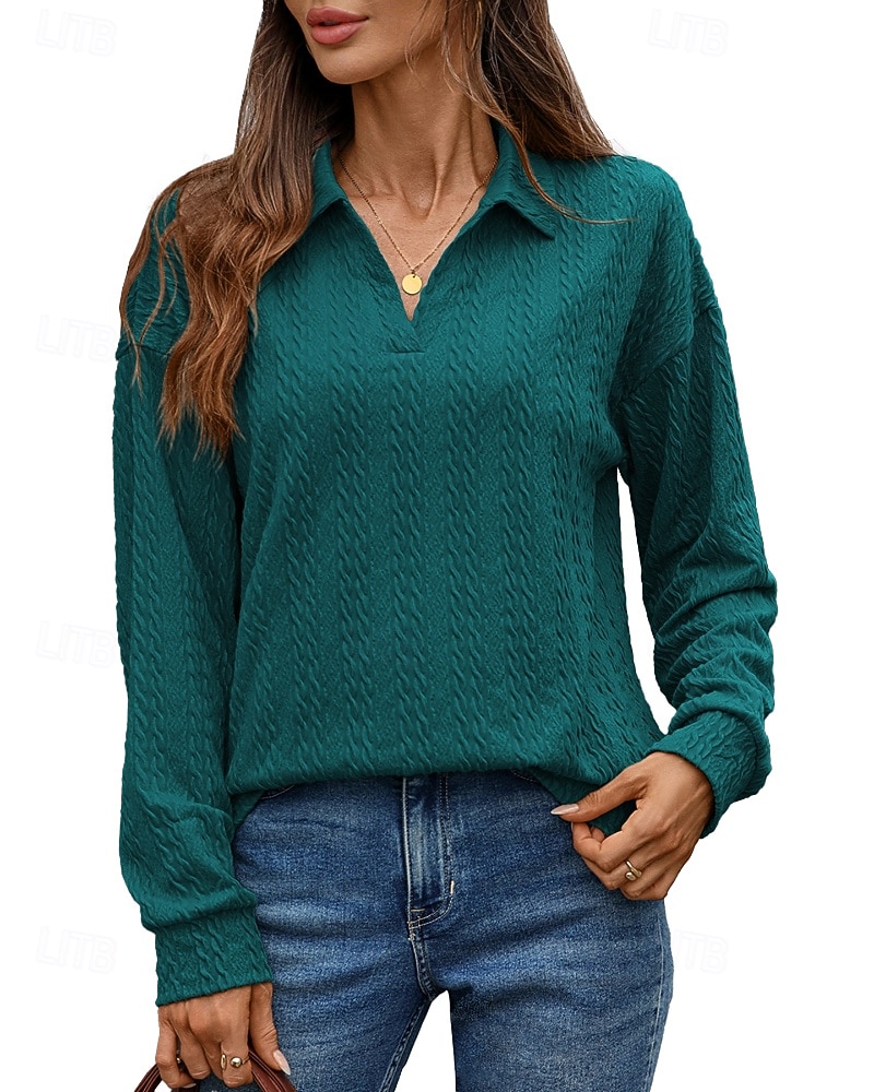 Damen Textur Bluse Pullover Sweatshirt Sweatshirts Einfach