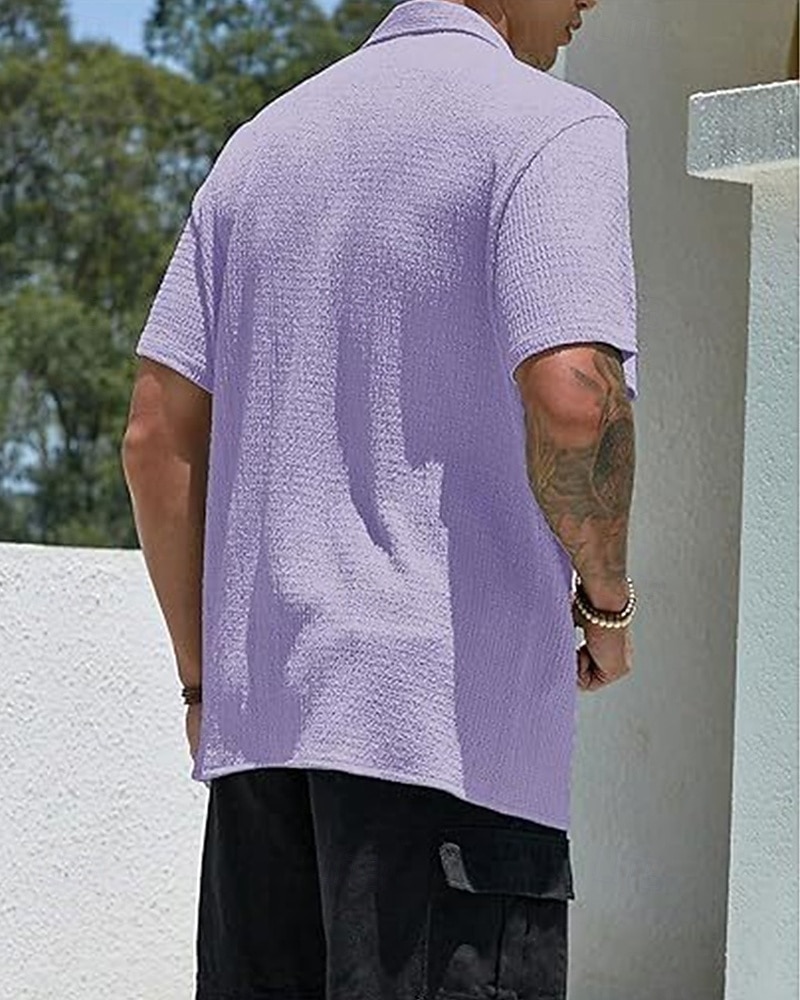 Per uomo Camicia Camicia Estiva Camicia casual Camicia da Spiaggia Camicia con Bottoni Marrone Scuro Nero Bianco Verde chiaro Rosa Manica Corta Semplice Bavero Vacanza Camicia hawaiana Abbigliamento del 2025 a $23.99 –P15