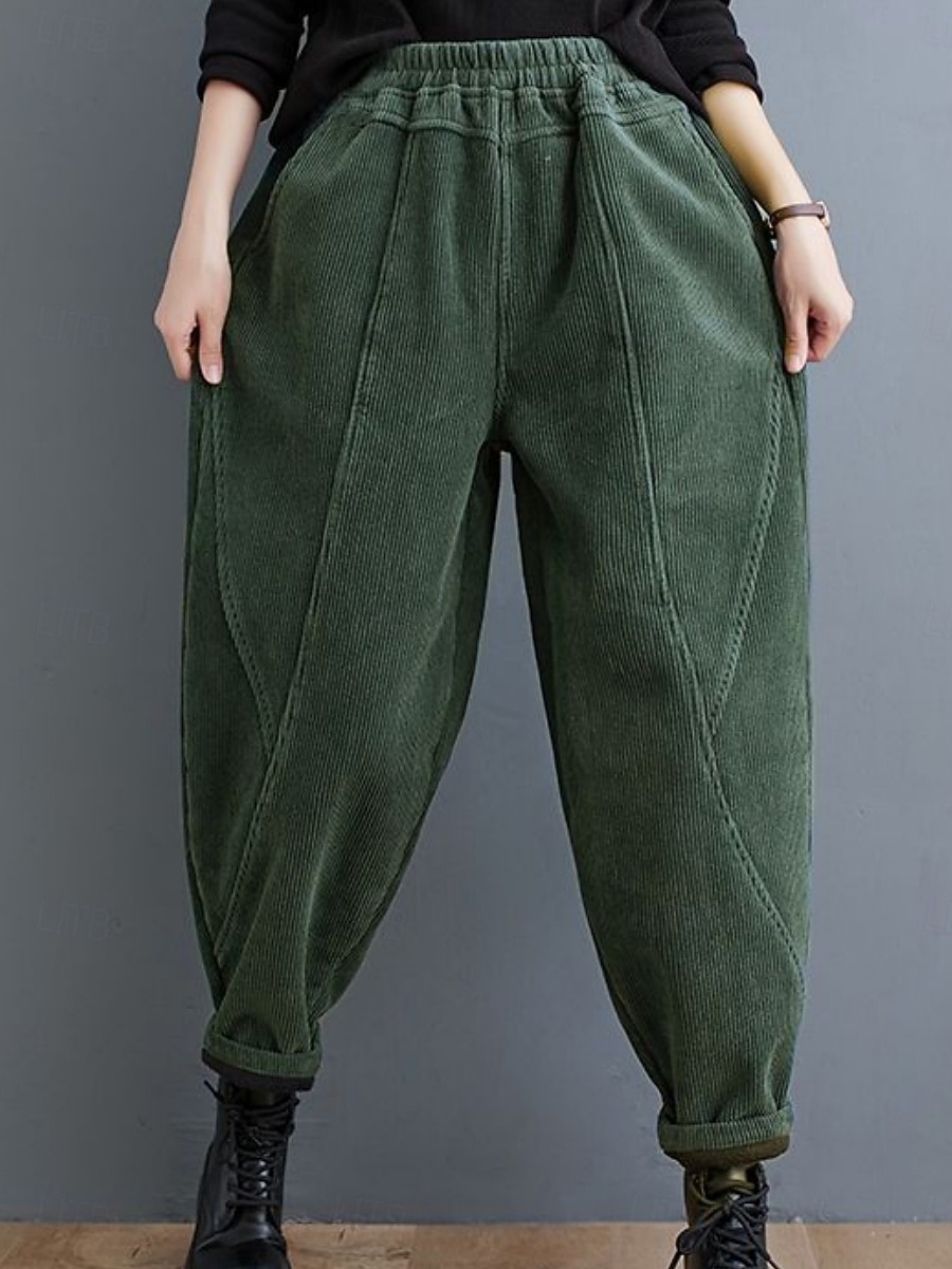 Mujer Chinos Vacaciones Moda Casual Longitud total Alta cintura Plano Bolsillo Cintura elástica Confortable Suave Cómodo Microelástico Exterior Calle Negro Morado Verde Trébol Café Primavera Otoño 2025 - $26.99 –P5