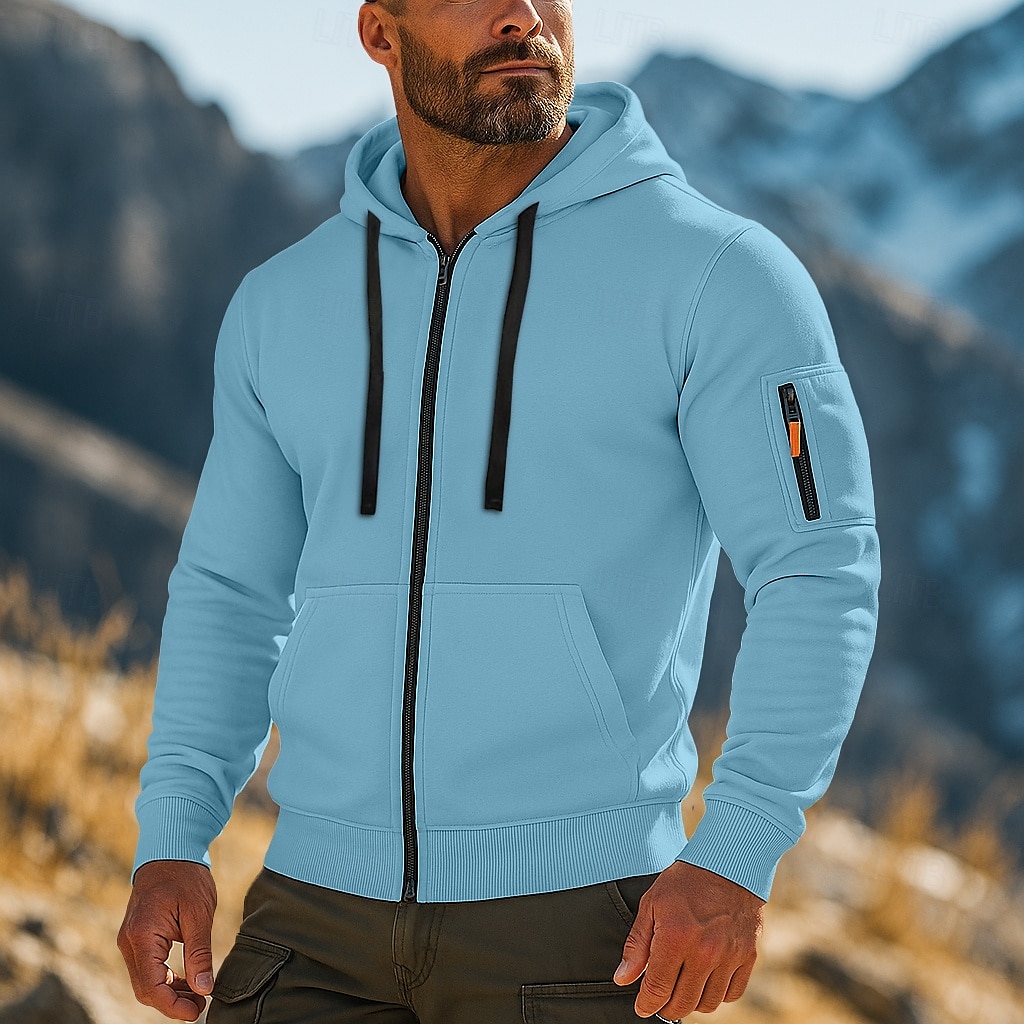Per uomo Felpa con cappuccio Felpa con cappuccio e zip corta Felpa con cappuccio in pile Felpa con cappuccio tattica Nero Bianco Verde militare Rosso Borgogna Con Cappuccio Semplice Cerniera del 2025 a $23.99 –P8