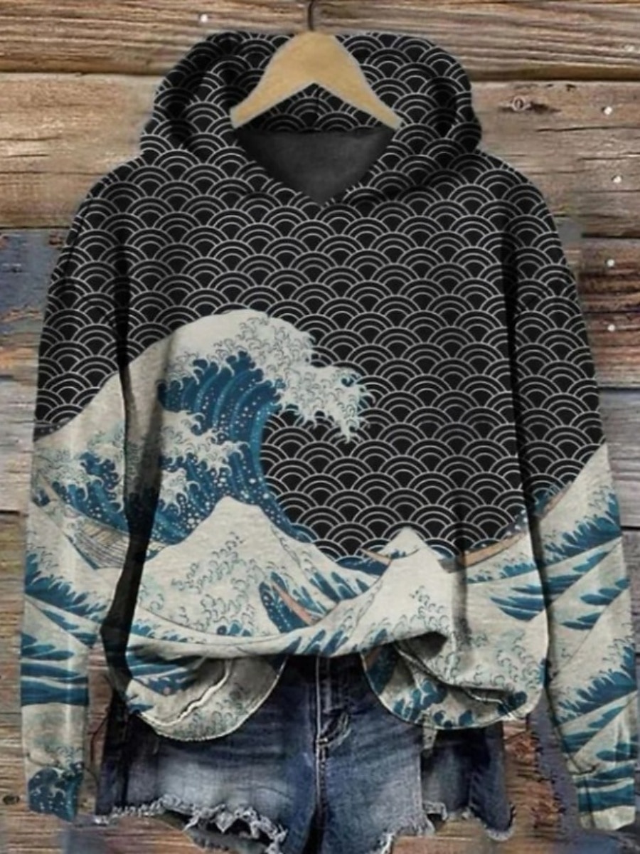 Femmes Sweat à capuche Avec Poches Imprimé Graphique Animal Streetwear Occasionnel manche longue À capuche Hauts Réguliers Rue Fête bleu marine Gris Automne Hiver de 2026 ? $12.49 –P3