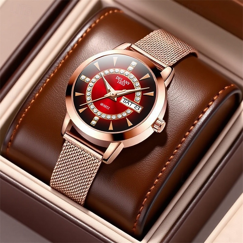 The New Ladies' Alloy Mesh Strap Fashion Watch With Ipx7 Water Resistance Dual Calendar Luminous Casual Quartz Watch Light Luxury And Versatile Elegant Ladies' Wristwatch 2025 - $16.99 –P2
