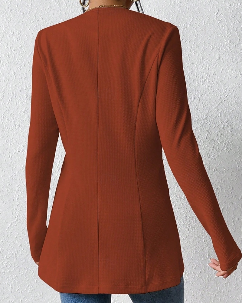 Mujer chaqueta Cómodo Botones Moda Plano Noche Fin de semana Botonadura Simple Regular Escote en Pico Ajuste regular Manga Larga Ropa de calle Negro Blanco Vino Otoño 2025 - $26.99 –P15