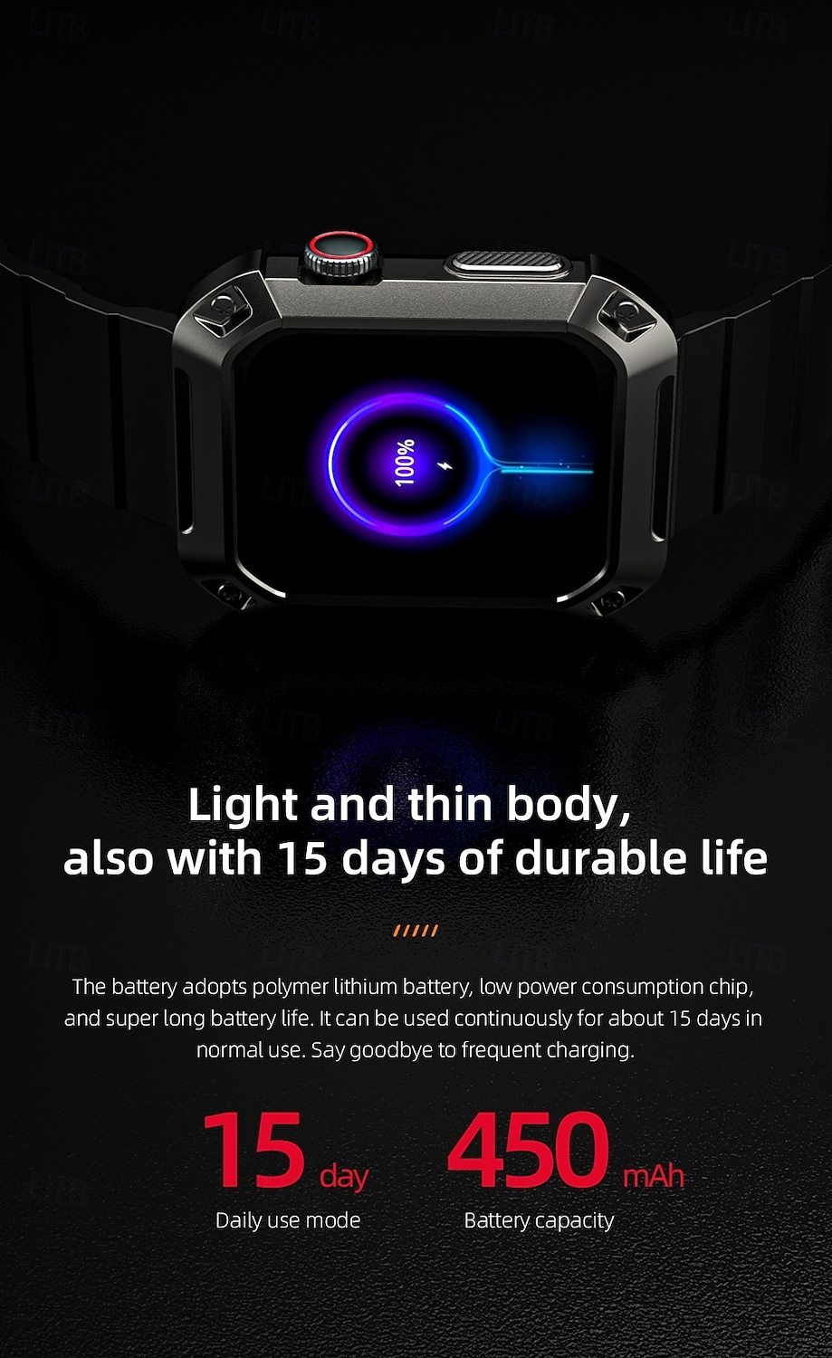 2025年 LOKMAT OCEAN 2 PRO スマートウォッチ 1.85 インチ スマート·ウォッチ ブルートゥース 歩数計 着信通知 アクティビティトラッカー と互換性があります Android iOS 女性 男性 長時間スタンバイ ハンドフリーコール 防水 IP68 51mmウォッチケース  コレクション – $35.99 –P15