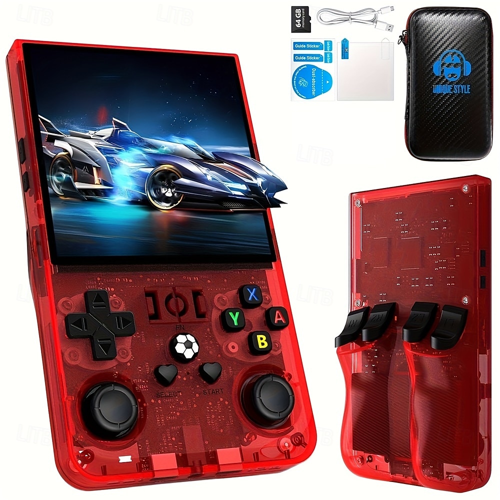 2025年 アップグレードされたr36maxハンドヘルドゲームコンソール - デュアルアクションジョイスティック、USB充電、充電式リチウムバッテリー、64GBカード付属、ブラックキャリングケース、外出先でのゲームに最適なポータブルゲームコンソール  コレクション – $63.99 –P6