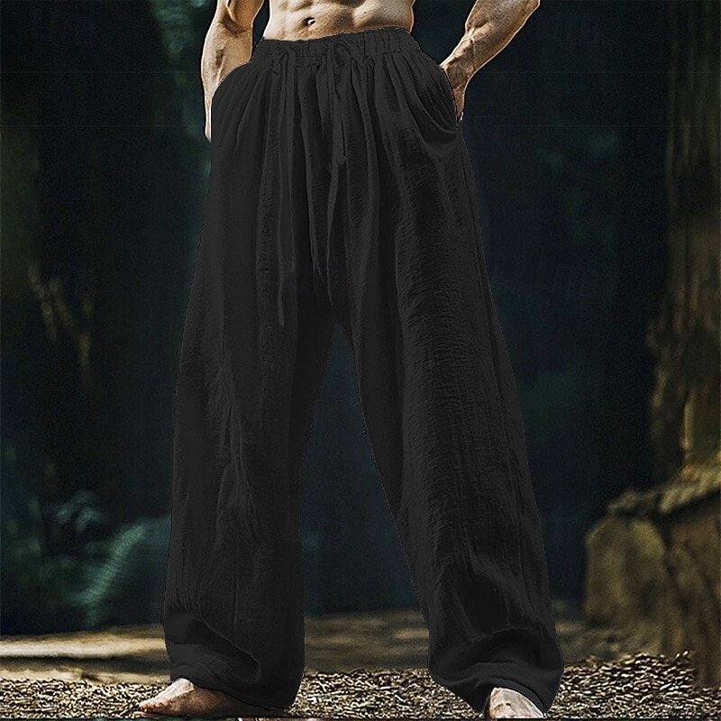 Férfi Vászon nadrág Nadrág Nyári nadrág Strand nadrág Zsinór Zseb Rugalmas derék Sima Mokaszinok Légáteresztő Vakáció Napi Szabadság Hawaii Boho Fekete Fehér 2025 - $20.99 –P7