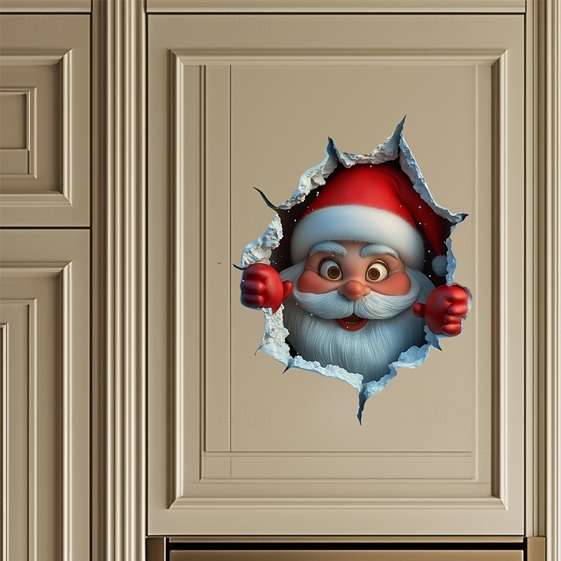 2 peças de adesivo de parede Papai Noel quebrando, pode ser fixado nas paredes da porta do carro, janela, laptop, scooter, caminhão - adequado para decoração de feriados em casa e sala de estar de 2026 por $15.99 –P5