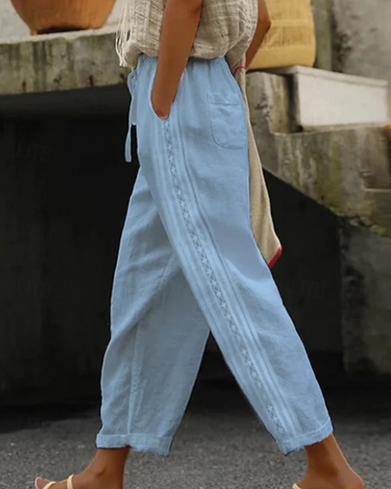 Per donna Pantaloni in cotone e lino Pantaloni Eleganti Streetwear Casual Lunghezza intera Naturale Semplice Tasca Design con Coulisse Elastica Confortevole Streetwear Ferie Abbigliamento quotidiano del 2025 a $32.99 –P3