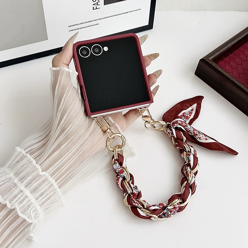 telefoon hoesje Voor Samsung Galaxy Z Flip 7 Z-flip 6 Z Flip 5 Z Flip 4 Achterkant met draagkoord Schokbestendig Bloem Bloemen PC 2026 - $18.99 –P8