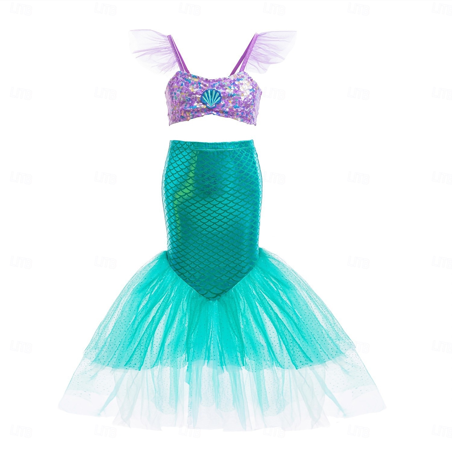 Mädchenkleid Meerjungfrau ärmellos Performance Halloweenkleid Cosplay Kostüm süß Polyester Sommer 4-7 Jahre mehrfarbig blau lila Performance Party Halloween einfache Halloweenkostüme verkleiden 2025 - $39.99 –P2