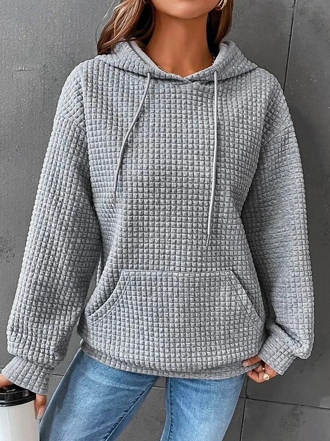 Per donna Felpa con cappuccio Casual Comodo Manica Lunga Con Cappuccio Top Regolari Casuale Tasca Frontale Marrone rossastro Nero Bianco Giallo Rosa Autunno Inverno del 2025 a $25.99 –P5