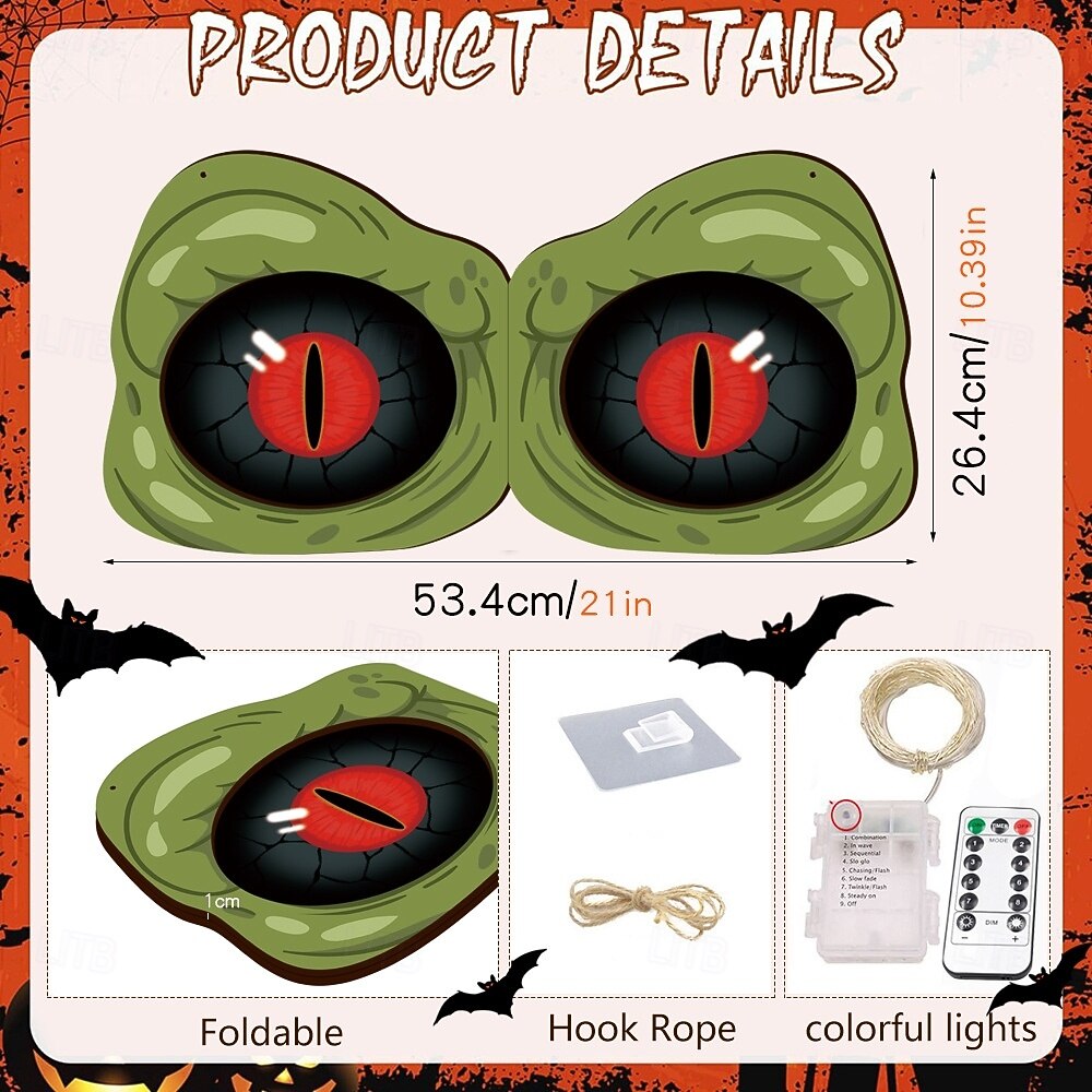 Halloween Decorations Spooky Eyes Lights 21 Inch Large Wooden Halloween Window Eye Lights with 8 Color Modes and USB/Battery Operated for Home Wall Window Trees Halloween Decor 2025 - $29.99 –P18
