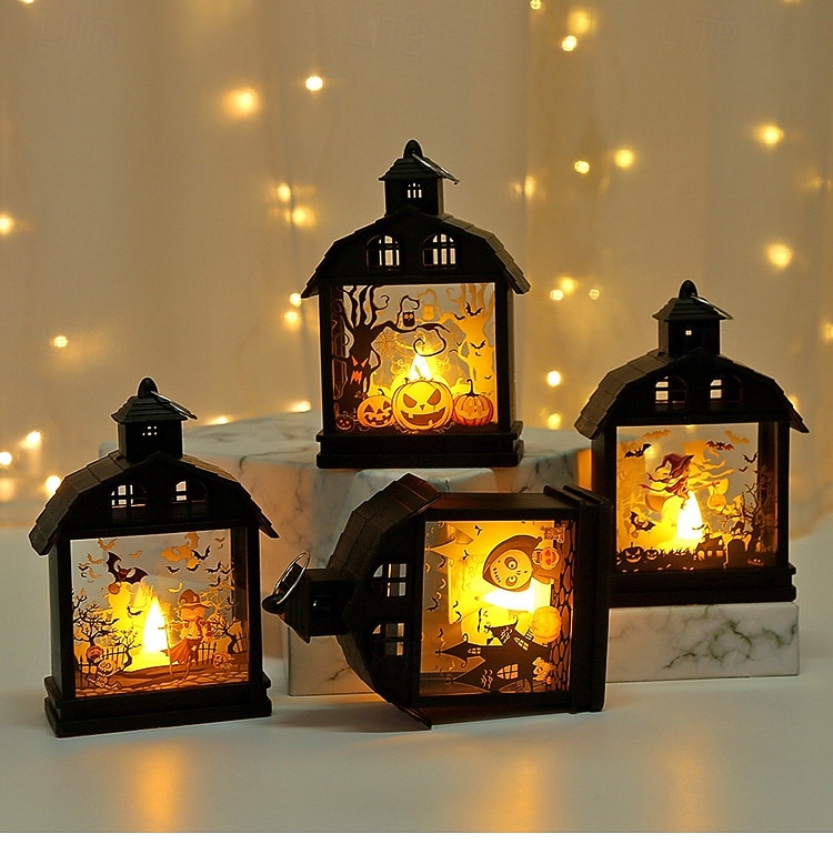 1 ks 14,5 * 9,9 cm halloweenská LED elektronická svíčka, větrná lucerna, dýně, čarodějnice, lebka, strašák, vnitřní a venkovní restaurace, ložnice, halloweenská festivalová atmosféra, dekorativní 2025 - $4.99 –P9