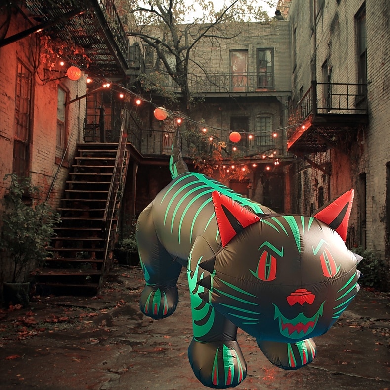 1 peça de cabeça móvel de gato de Halloween de 2,4 m com luz inflável, modelo de ar para áreas internas e externas, caminho de jardim, festa, atmosfera, luz decorativa, plugue EUA/UE/REINO UNIDO/AU de 2025 por $71.99 –P3