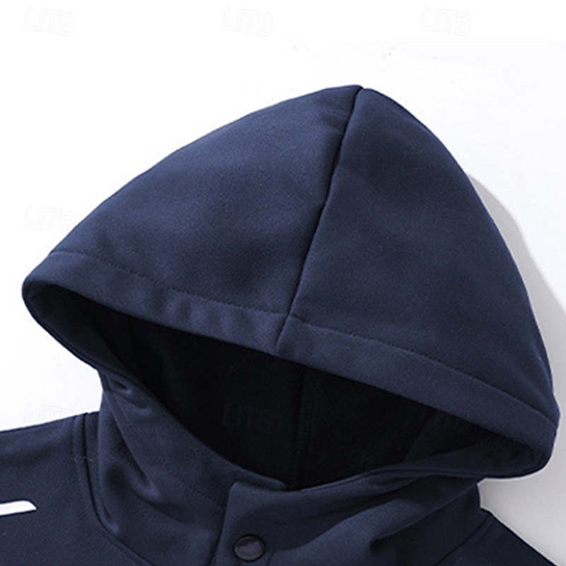 Hombre Sudadera Sudadera con capucha y botones Sudadera con capucha de lana Sudadera con capucha forrada de polar Negro Azul Marino Gris Claro Con Capucha Plano Retazos Bloque de Color Deporte Casual 2025 - $23.99 –P5